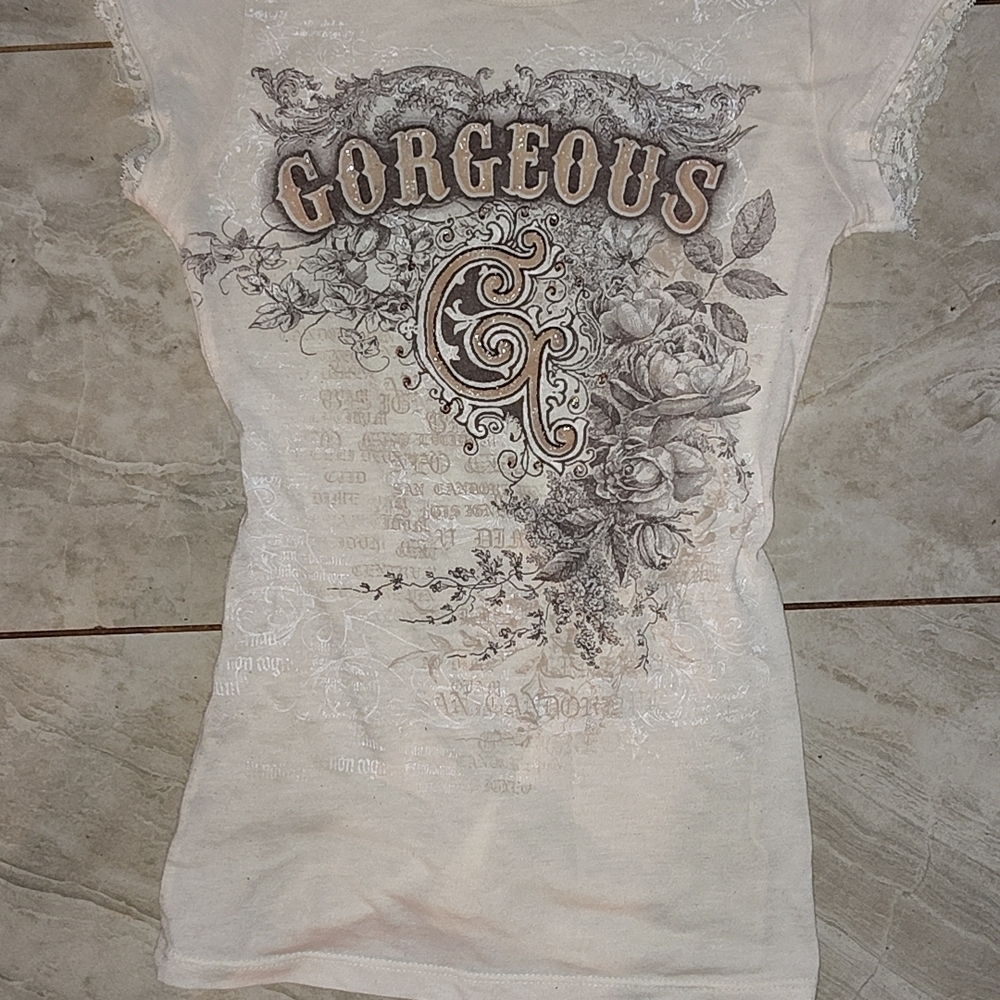 579 Brown/White Cap Sleeve Tee